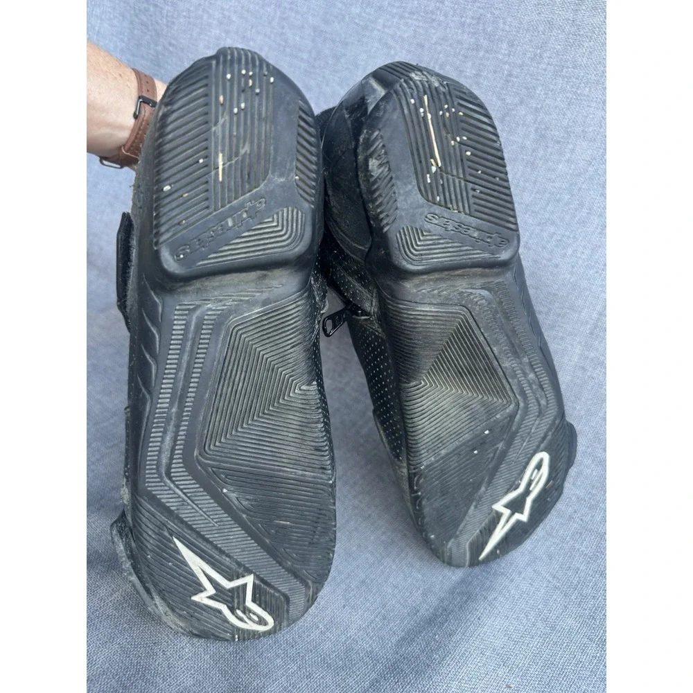 Alpinestars SMX-1 R Vented Motorcycle Boots Men's Size 9 US Black Strap Zip